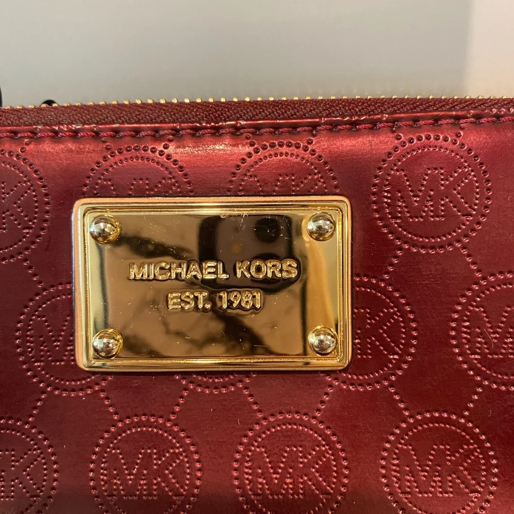 Michael Kors Maroon Wallet with Gold Accents